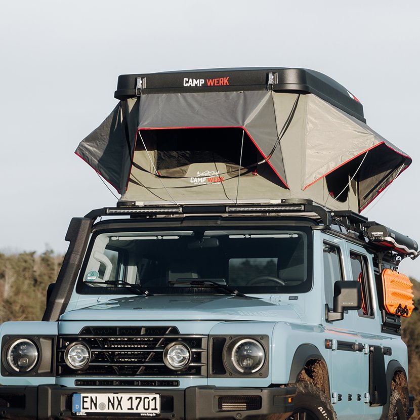 Vandtæt. Nyd regnen sikkert i tagteltet: Tæt hård skal, vandafvisende vægge og regnslag beskytter dig pålideligt mod fugt.